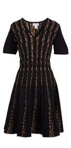 Carmen Marc Valvo leopard print A-line knit dress